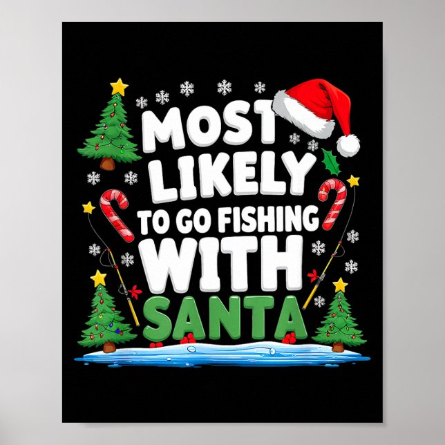 Merry Fishmas Funny Fish Santa Bigfoot Christmas F Poster (Framsidan)