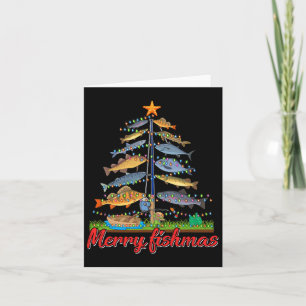 Merry Fishmas Funny Fisher Julgran Fishing Kort