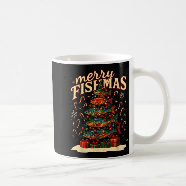 Merry Fishmas Funny Fishing Christmas Design  Kaffemugg (Höger)