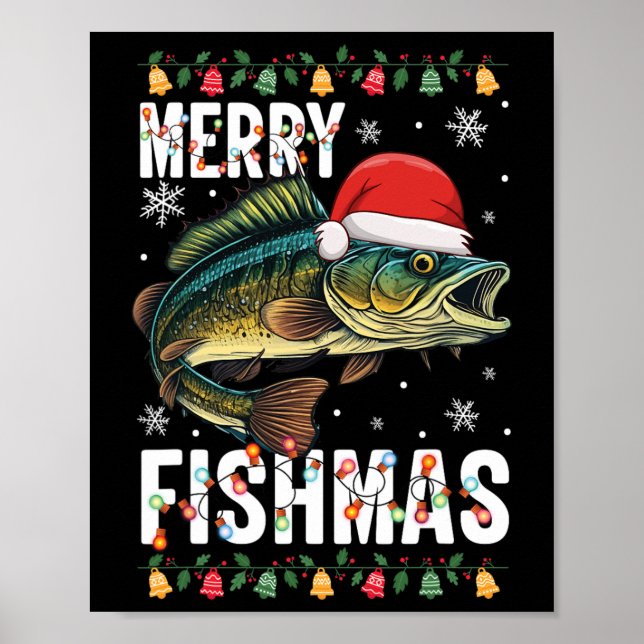 Merry Fishmas Funny Fiske jul Pajama Fishe Poster (Framsidan)
