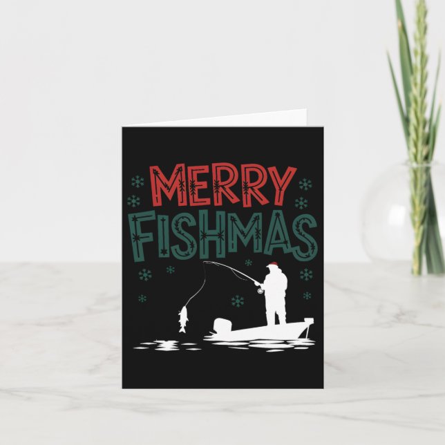 Merry Fishmas Funny jul Fisherman Helgdag Fi Kort (Framsida)
