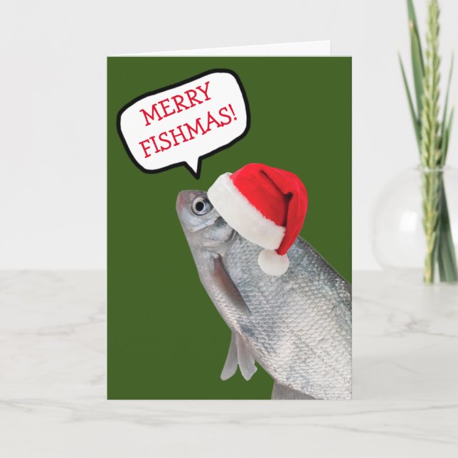 Merry Fishmas Funny jul Helgkort (Framsida)
