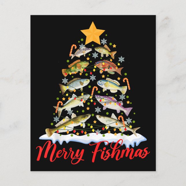 Merry Fishmas Funny Julgran Ljus Fish Fis Fis (Framsida)