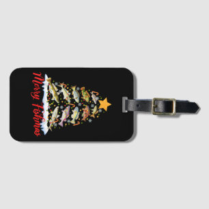 Merry Fishmas Funny Julgran Ljus Fish Fis Fis Bagagebricka