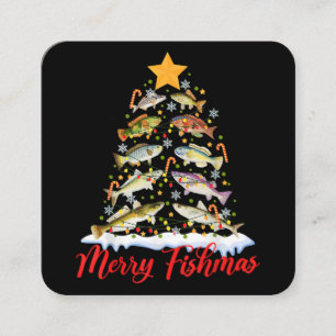 Merry Fishmas Funny Julgran Ljus Fish Fis Fis Fyrkantigt Visitkort