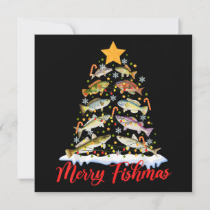 Merry Fishmas Funny Julgran Ljus Fish Fis Fis Inbjudningar