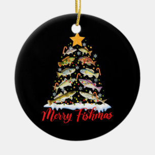 Merry Fishmas Funny Julgran Ljus Fish Fis Fis Julgransprydnad Keramik