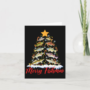 Merry Fishmas Funny Julgran Ljus Fish Fis Fis Kort
