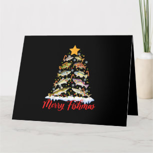 Merry Fishmas Funny Julgran Ljus Fish Fis Fis Kort
