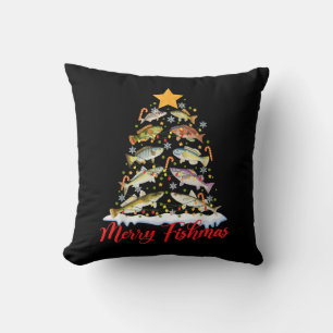 Merry Fishmas Funny Julgran Ljus Fish Fis Fis Kudde