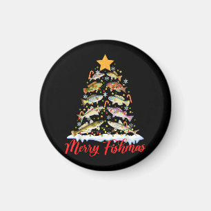 Merry Fishmas Funny Julgran Ljus Fish Fis Fis Magnet
