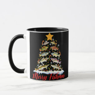 Merry Fishmas Funny Julgran Ljus Fish Fis Fis Mugg