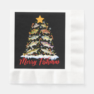 Merry Fishmas Funny Julgran Ljus Fish Fis Fis Pappersservett