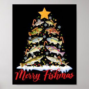 Merry Fishmas Funny Julgran Ljus Fish Fis Fis Poster