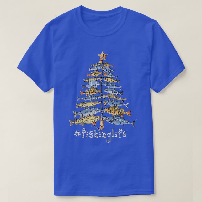 Merry Fishmas Funny Julgran Ljus Fish Fis Fis T Shirt (Design framsida)