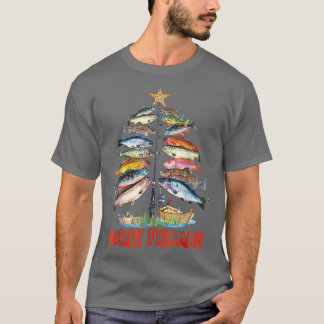 Merry Fishmas Funny Julgran Ljus Fish Fis Fis T Shirt
