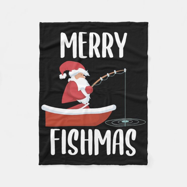 Merry Fishmas Funny Santa Fishing Fisherman Kristu Fleecefilt (Framsidan)