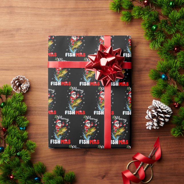 Merry Fishmas Gift Wrap, Fish Fishing Christmas Presentpapper (Julgåva)