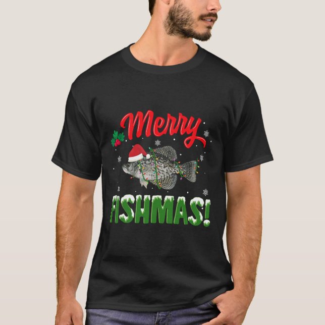 Merry Fishmas jul Fish älskare T Shirt (Framsida)