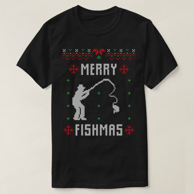 Merry Fishmas Julafton för fiskare T Shirt (Design framsida)
