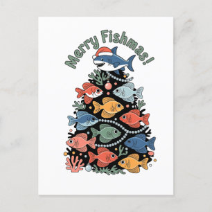 Merry Fishmas Julgran Fish Funny Fishing Inbjudan Vykort