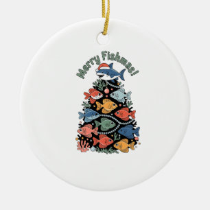 Merry Fishmas Julgran Fish Funny Fishing Julgransprydnad Keramik