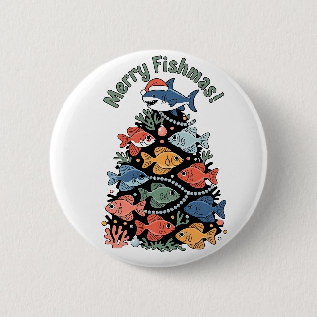 Merry Fishmas Julgran Fish Funny Fishing Knapp (Framsida)