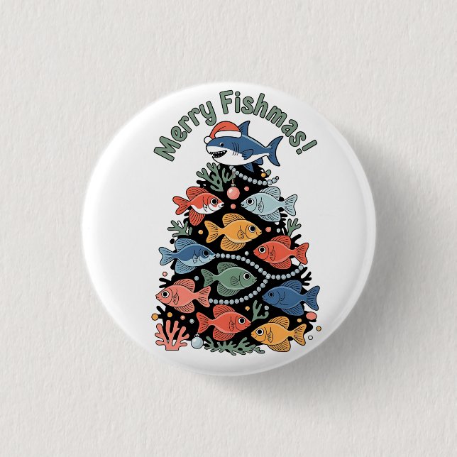 Merry Fishmas Julgran Fish Funny Fishing Knapp (Framsida)