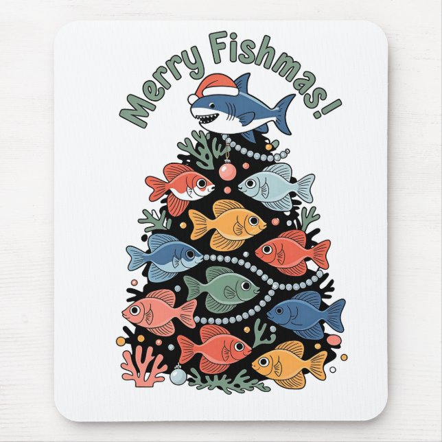 Merry Fishmas Julgran Fish Funny Fishing Musmatta (Framsidan)