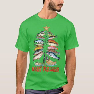 Merry Fishmas Julgran Fish Funny Fishing T Shirt