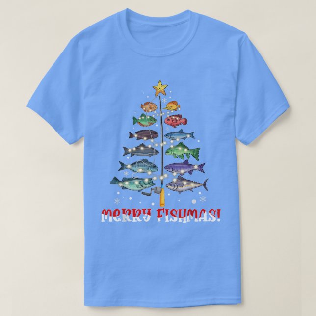 Merry Fishmas Julgran God jul Fishing Lo T Shirt (Design framsida)