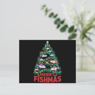 Merry Fishmas Julgran Ljus Fish Fishing Helg Vykort