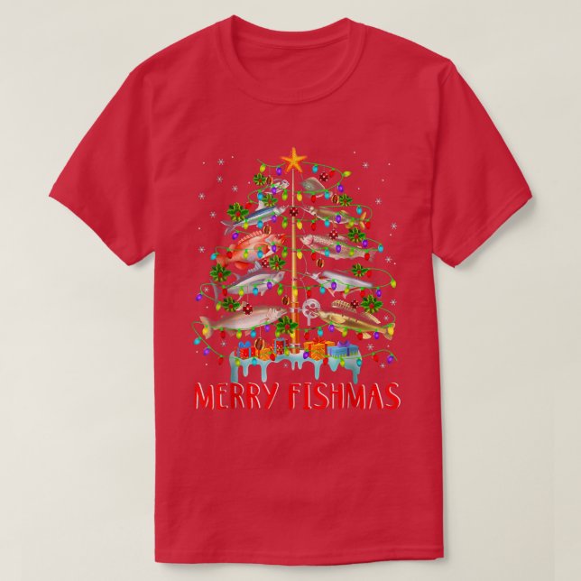 Merry Fishmas Julgran Ljus T Shirt (Design framsida)