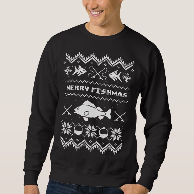 Merry Fishmas Lång Ärmad Tröja (Framsida)