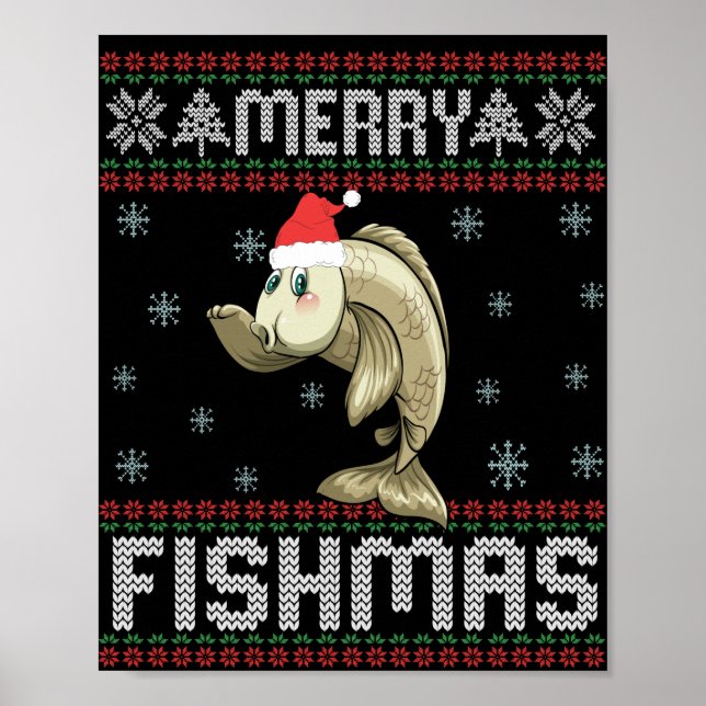 Merry Fishmas Lung Ugly God Jul Sweater Fish Poster (Framsidan)
