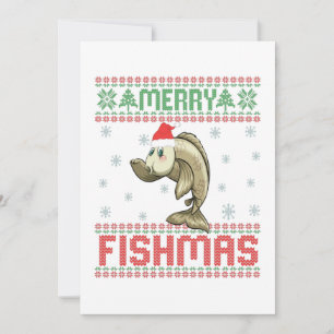 Merry Fishmas Lung Ugly God Jul Sweater Fish Tack Kort