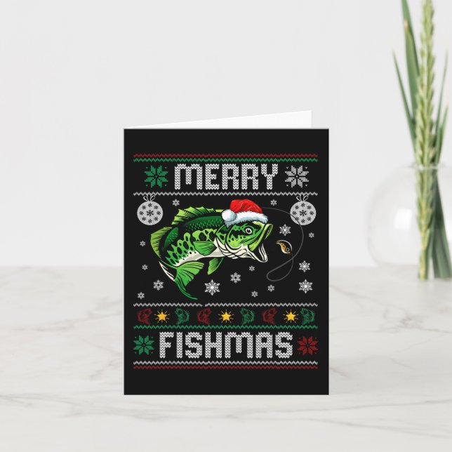 Merry Fishmas Roligt Fish Fisherman Ugly Chri Kort (Framsida)