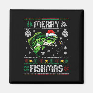 Merry Fishmas Roligt Fish Fisherman Ugly Chri Magnet