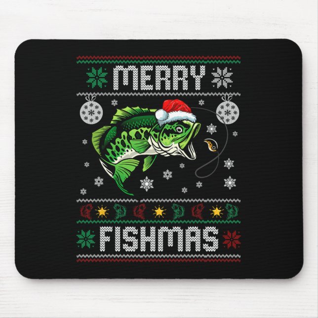 Merry Fishmas Roligt Fish Fisherman Ugly Chri Musmatta (Framsidan)