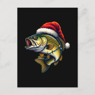 Merry Fishmas Santa Fishing Älskare Funny Fisherma Helg Vykort