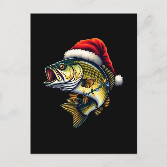 Merry Fishmas Santa Fishing Älskare Funny Fisherma Helg Vykort (Framsida)