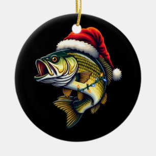 Merry Fishmas Santa Fishing Älskare Funny Fisherma Julgransprydnad Keramik