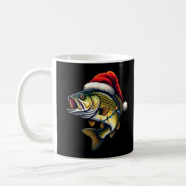 Merry Fishmas Santa Fishing Älskare Funny Fisherma Kaffemugg (Vänster)