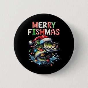 Merry Fishmas Santa Fishing Älskare Funny Fisherma Knapp
