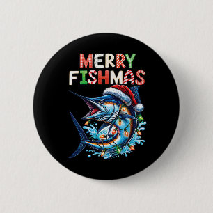 Merry Fishmas Santa Fishing Älskare Funny Fisherma Knapp