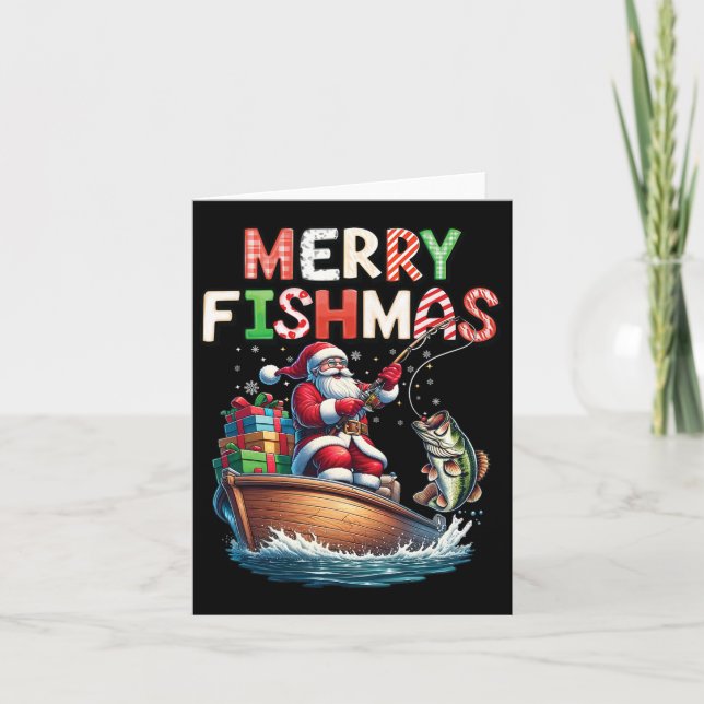 Merry Fishmas Santa Fishing Älskare Funny Fisherma Kort (Framsida)