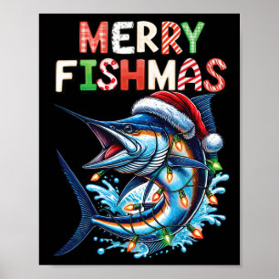 Merry Fishmas Santa Fishing Älskare Funny Fisherma Poster