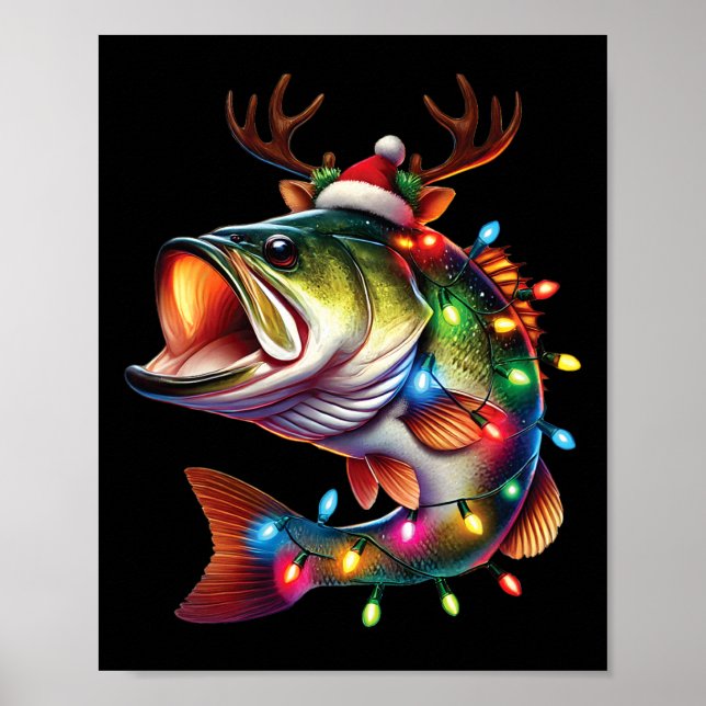Merry Fishmas Santa Fishing Älskare Funny Fisherma Poster (Framsidan)