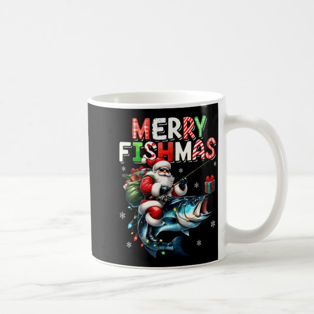 Merry Fishmas Santa Fishing Lovers Funny Fisherman Kaffemugg (Höger)