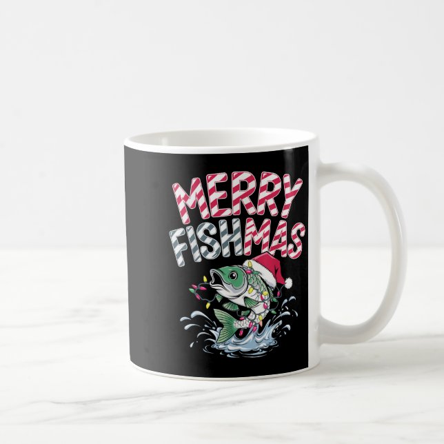 Merry Fishmas Santa Fishing Lovers Funny Fisherman Kaffemugg (Höger)